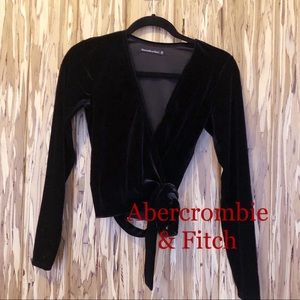 Abercrombie black Velvet wrap top! XS